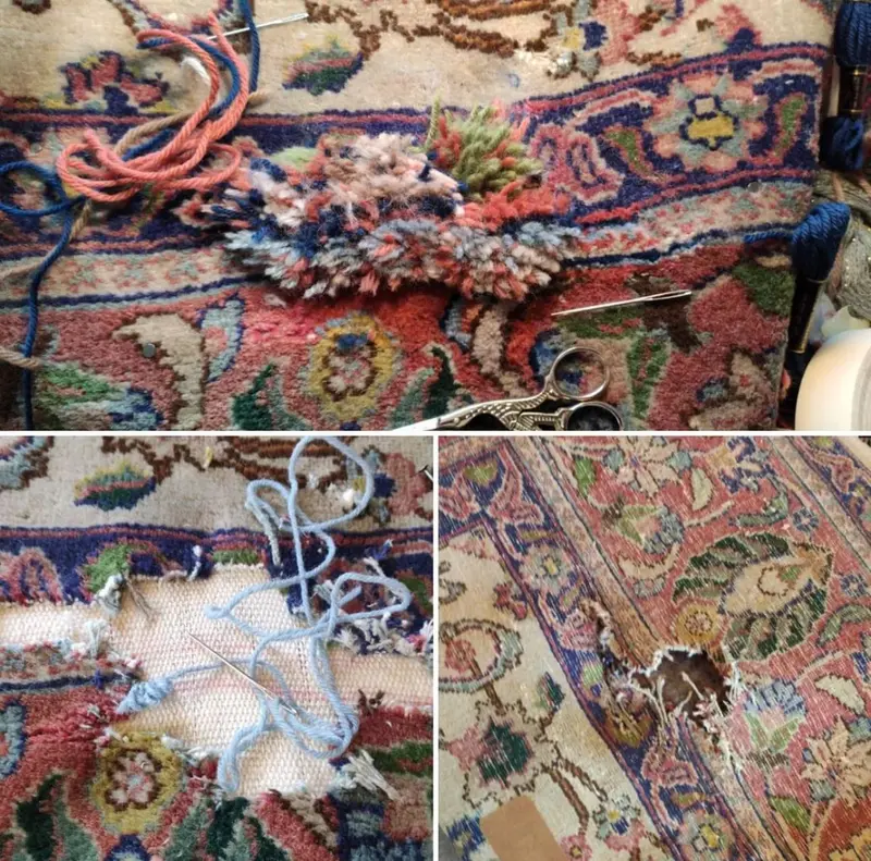 Travail avec fils colorés