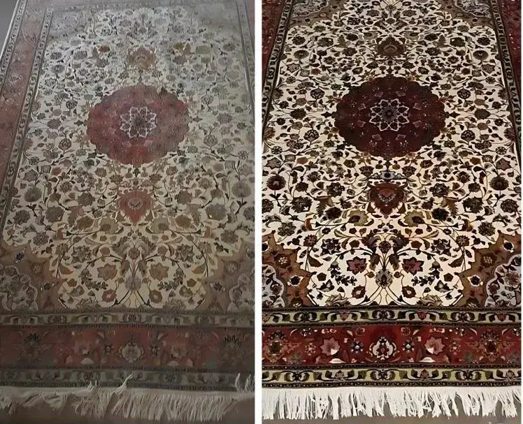 Avant et après nettoyage de tapis persan