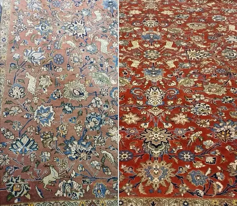 Avant et après nettoyage de tapis - Exemple 1